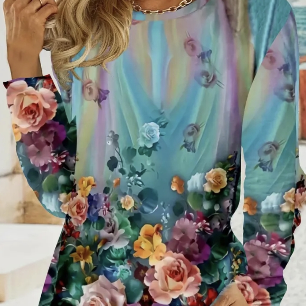 New Vibrant Floral Print Top
